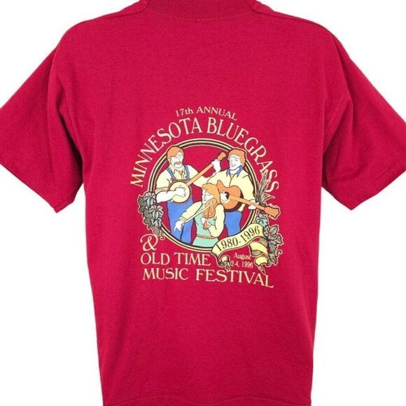 Vintage Other - Vintage Minnesota Bluegrass Festival T Shirt Mens Size Large Red 90s 1996